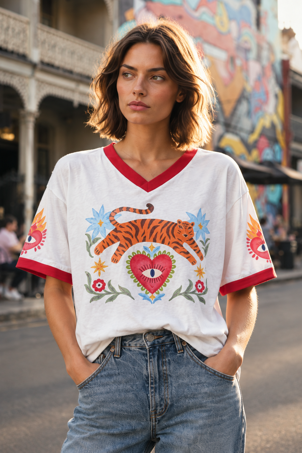 Tiger’s Eye tee editorial close-up