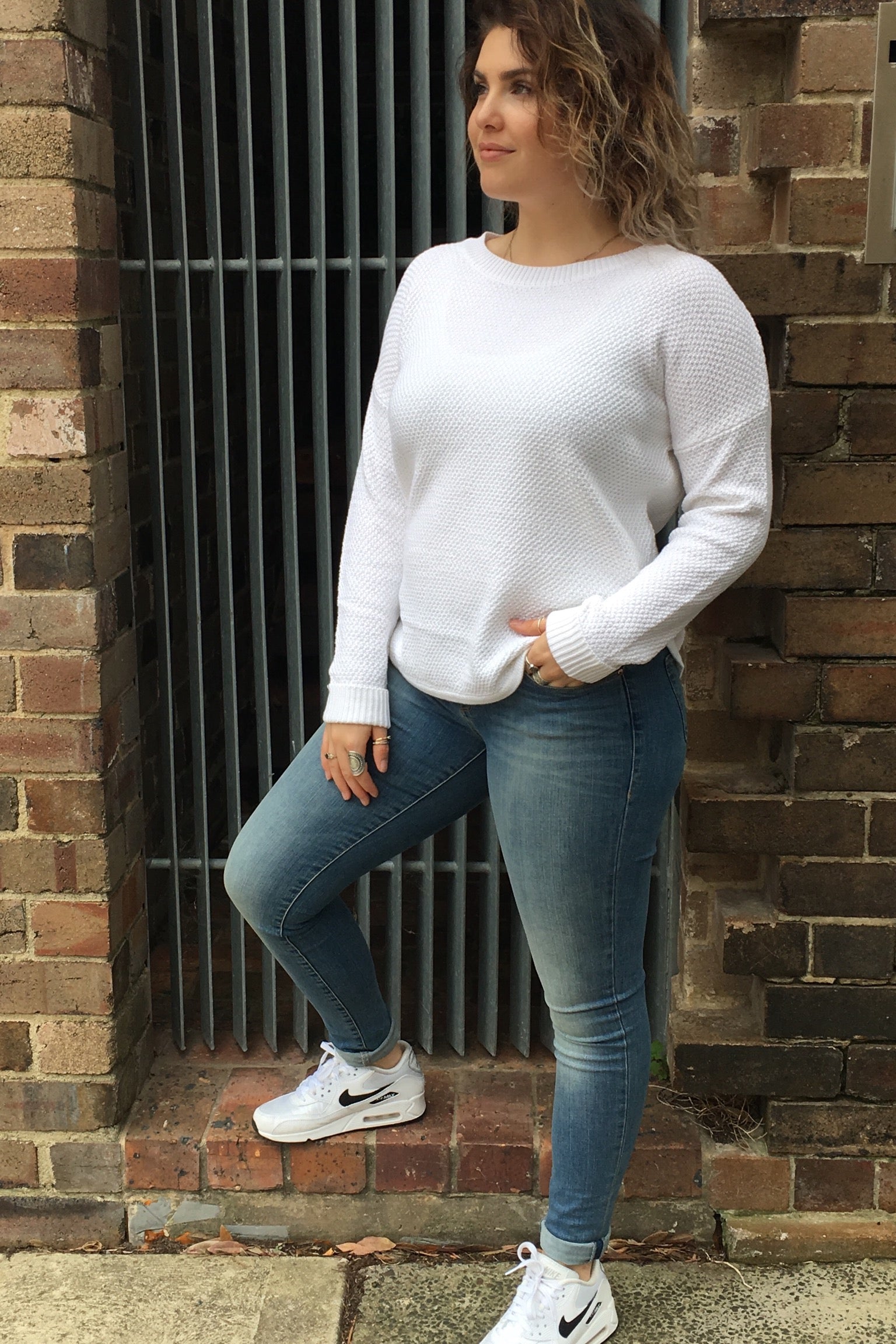 Zip Back Cotton Knit Winter White-Knits / Jumpers-Silence & Noise-fox-and-scout.myshopify.com