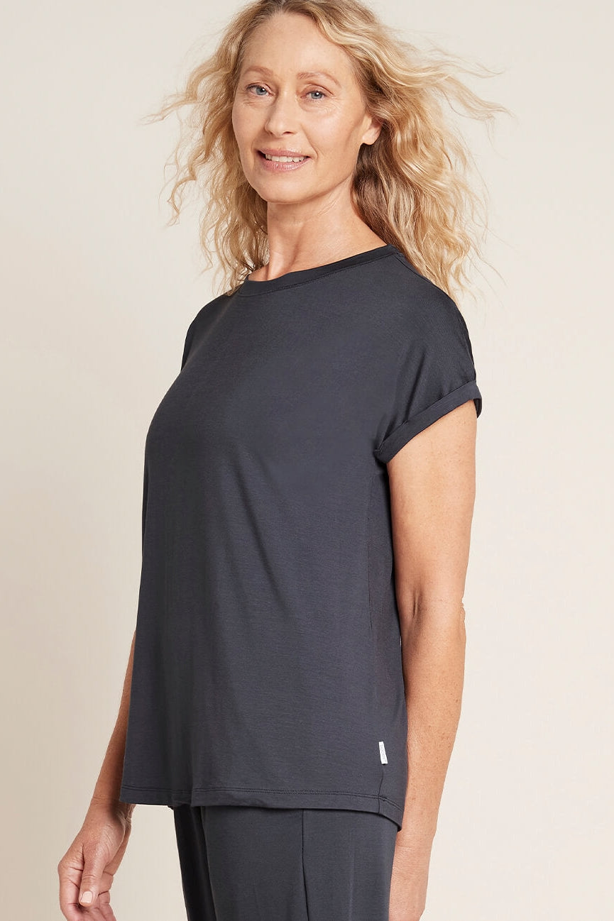 Boody Bamboo Basics, Downtime Roll Sleeve Top - Storm