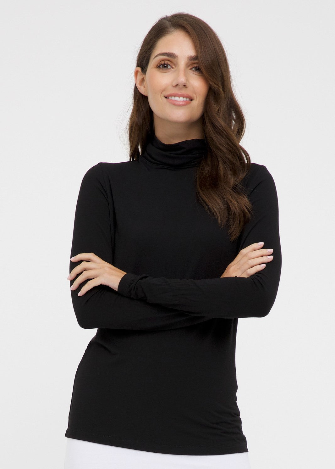 Bamboo Body roll neck top Black Bamboo Tee Classic Basic turtle Neck long Sleeve premium basic tee  Minimalist aesthetic long layer