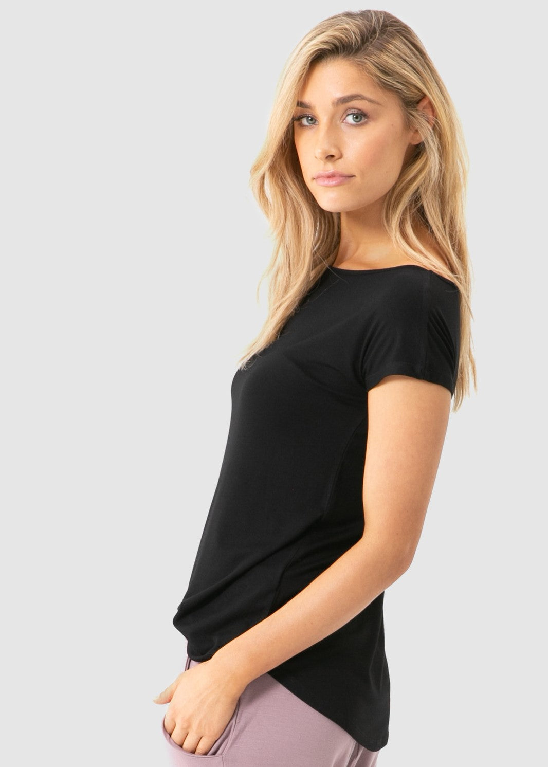 Bamboo Pia Tee  - Black-Tops-Bamboo Body-fox-and-scout.myshopify.com