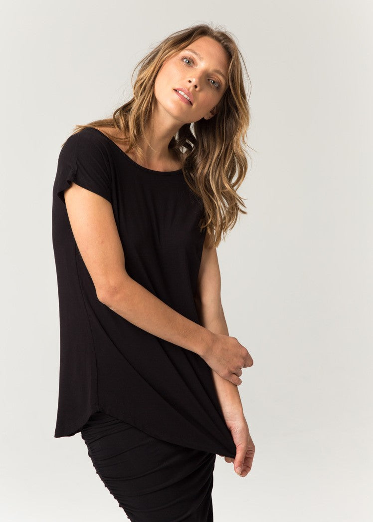 Bamboo Pia Tee  - Black-Tops-Bamboo Body-fox-and-scout.myshopify.com