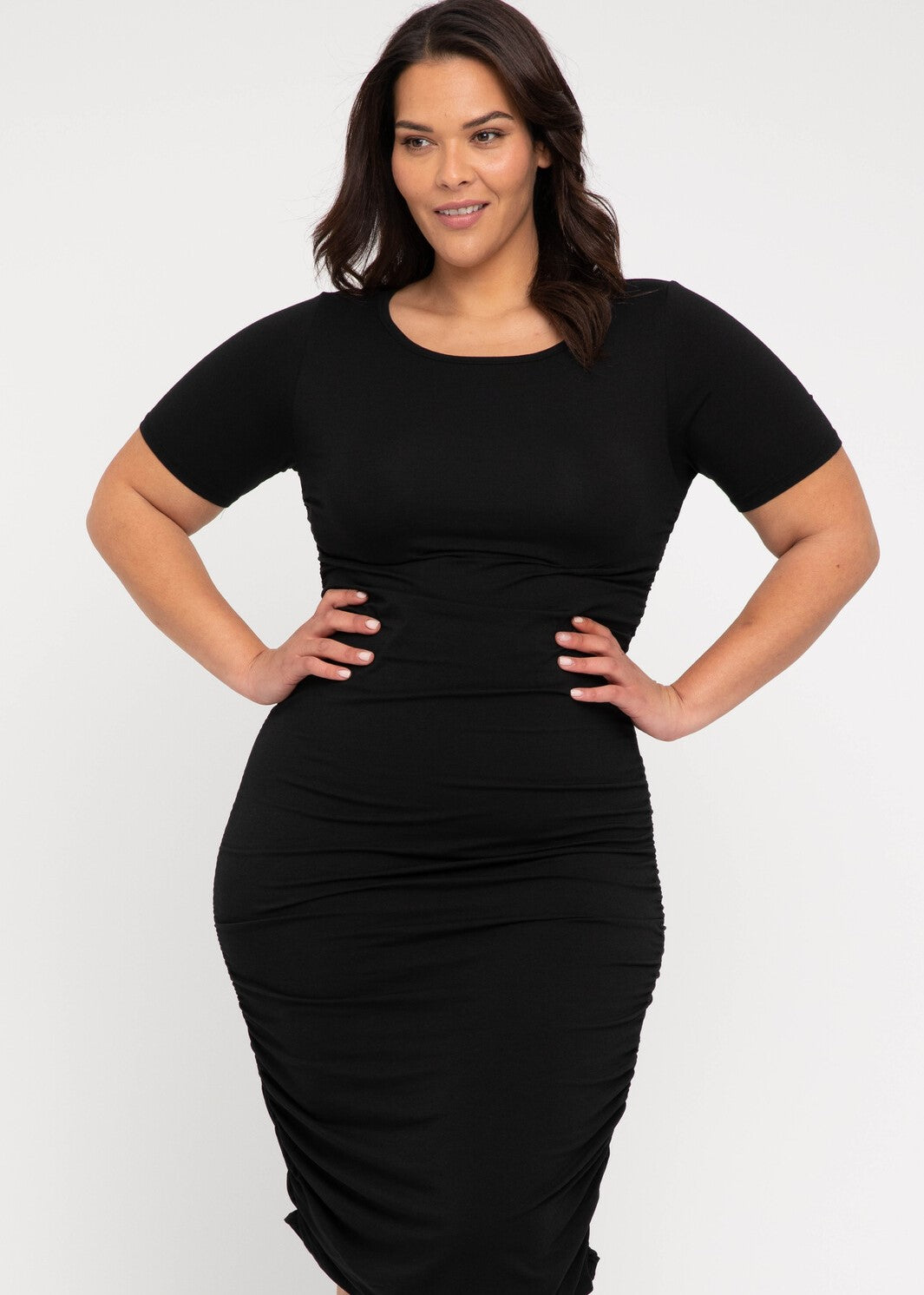 Jasper Ruched Dress - Black-Dresses-Bamboo Body-fox-and-scout.myshopify.com