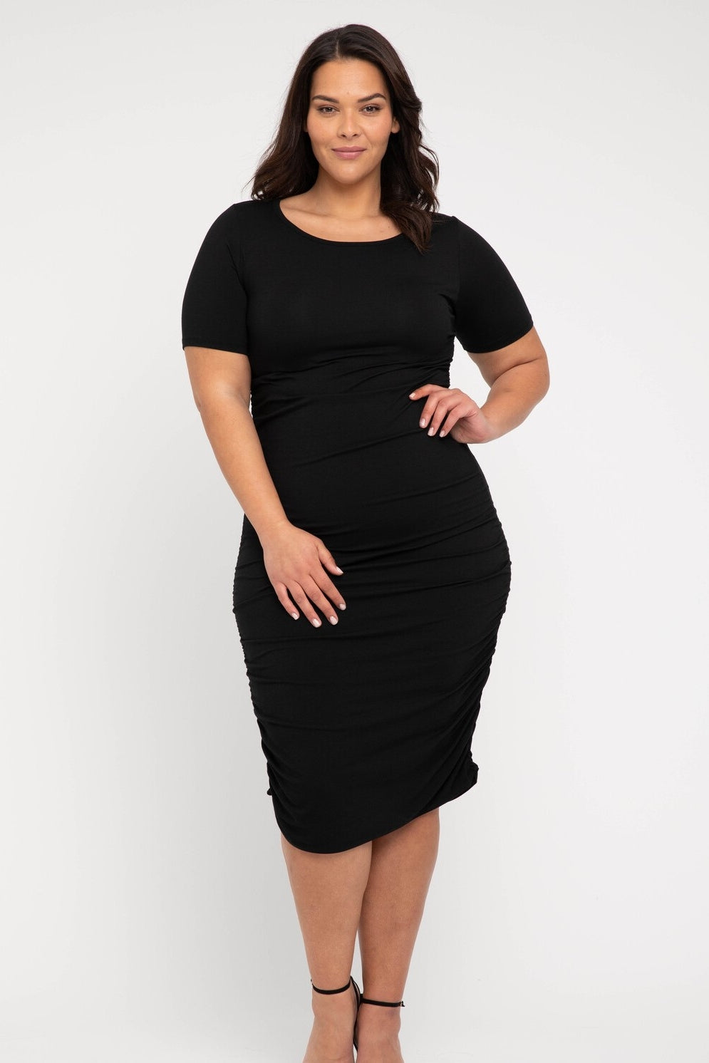 Jasper Ruched Dress - Black-Dresses-Bamboo Body-fox-and-scout.myshopify.com