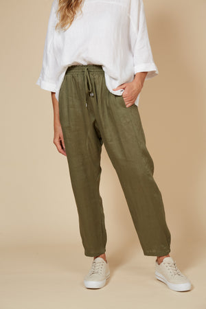Eb&Ive Lifestyle Clothing  Studio Relaxed Linen Pant Khaki - FOX AND SCOUT