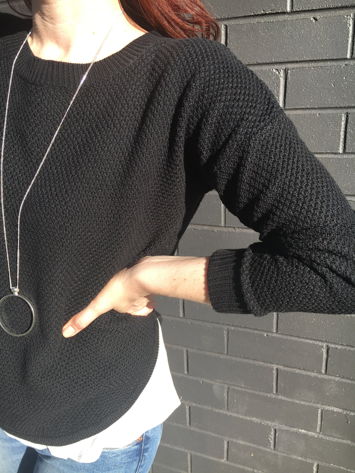 Zip Back Cotton Knit Black-Knits / Jumpers-Silence &amp; Noise-fox-and-scout.myshopify.com