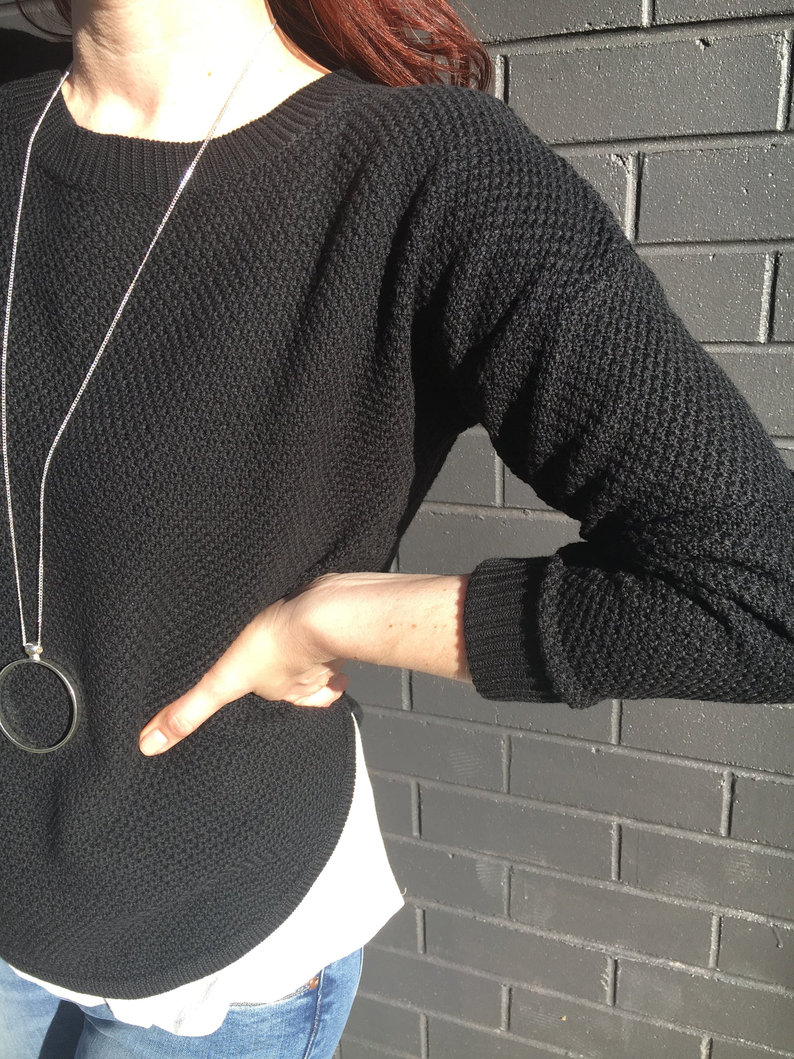 Zip Back Cotton Knit Black-Knits / Jumpers-Silence & Noise-fox-and-scout.myshopify.com