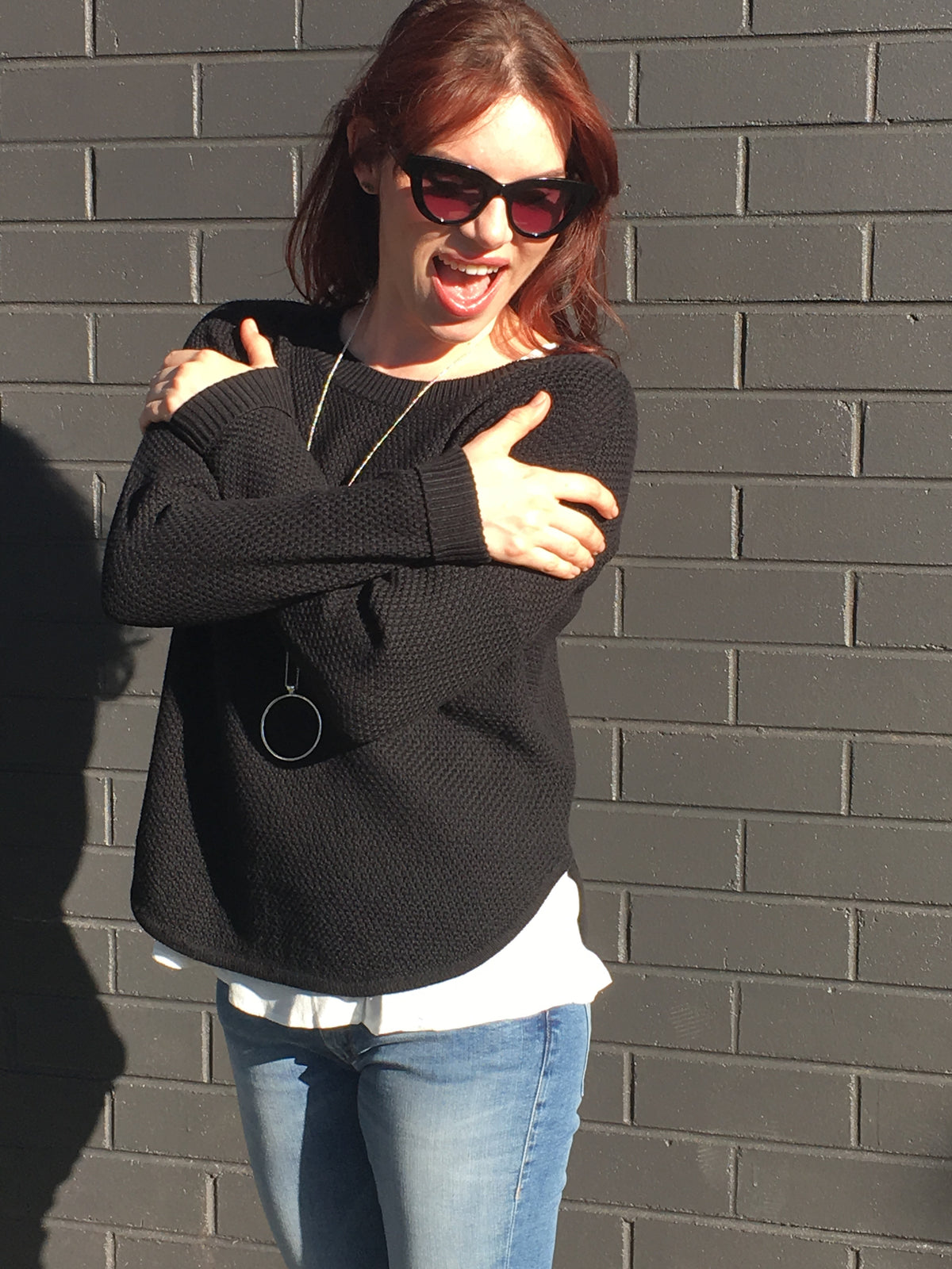 Zip Back Cotton Knit Black-Knits / Jumpers-Silence &amp; Noise-fox-and-scout.myshopify.com