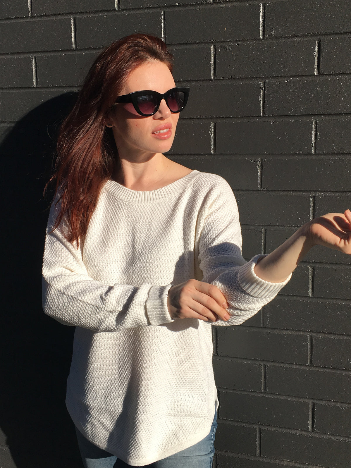 Zip Back Cotton Knit Winter White-Knits / Jumpers-Silence &amp; Noise-fox-and-scout.myshopify.com