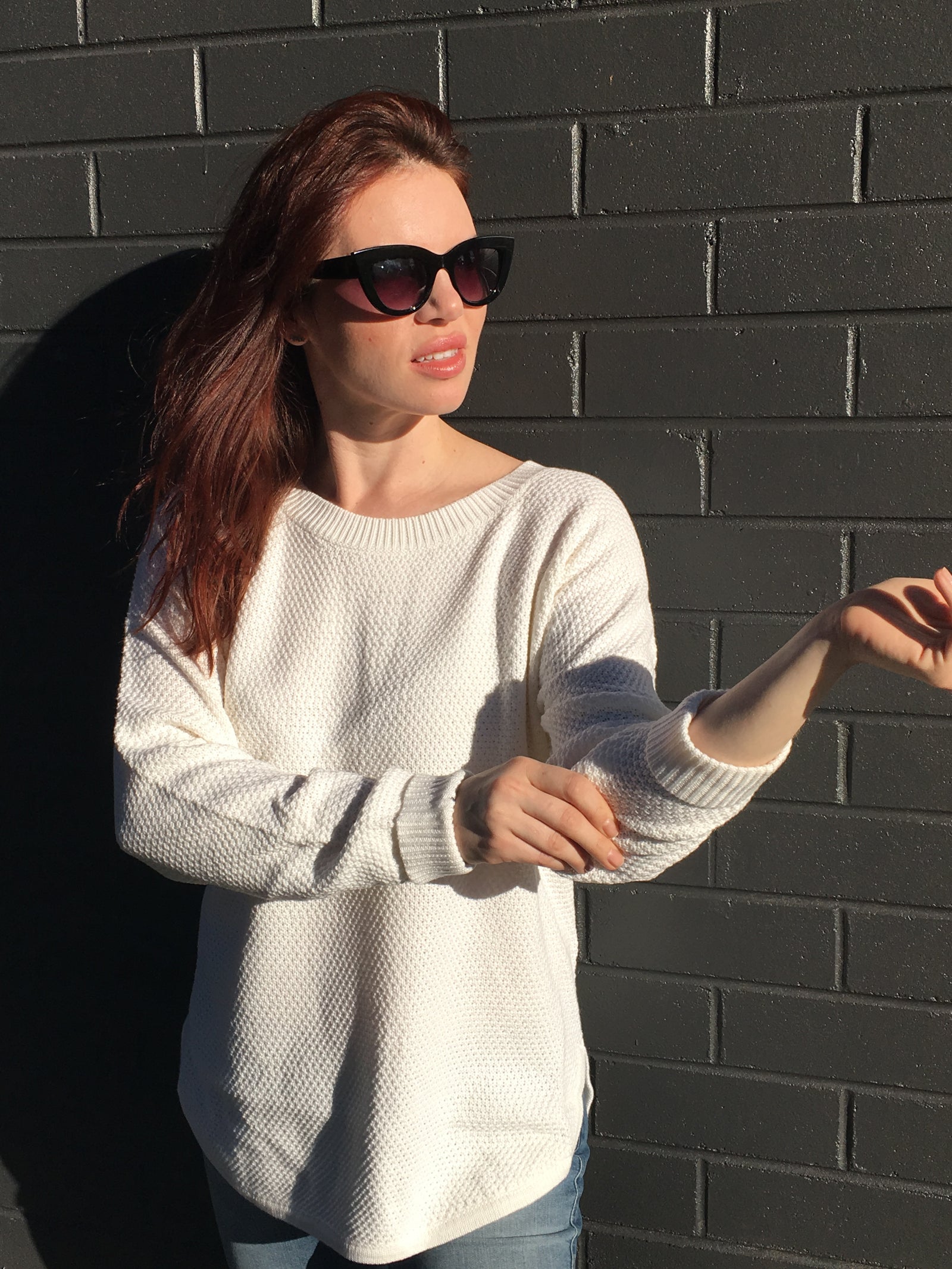 Zip Back Cotton Knit Winter White-Knits / Jumpers-Silence & Noise-fox-and-scout.myshopify.com