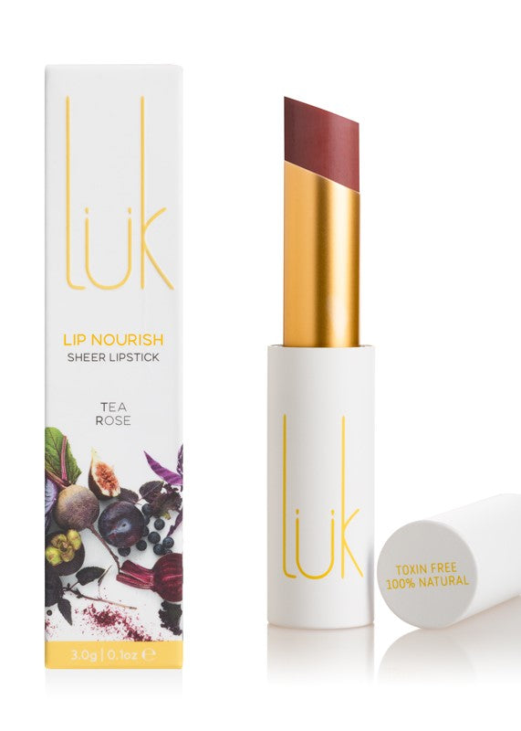 LUK Beautifood lip nourish tea rose balm natural nourishing organic vegan non-toxic clean beauty fruit pigmented ethical cruelty free hydrated animal friendly earth derived