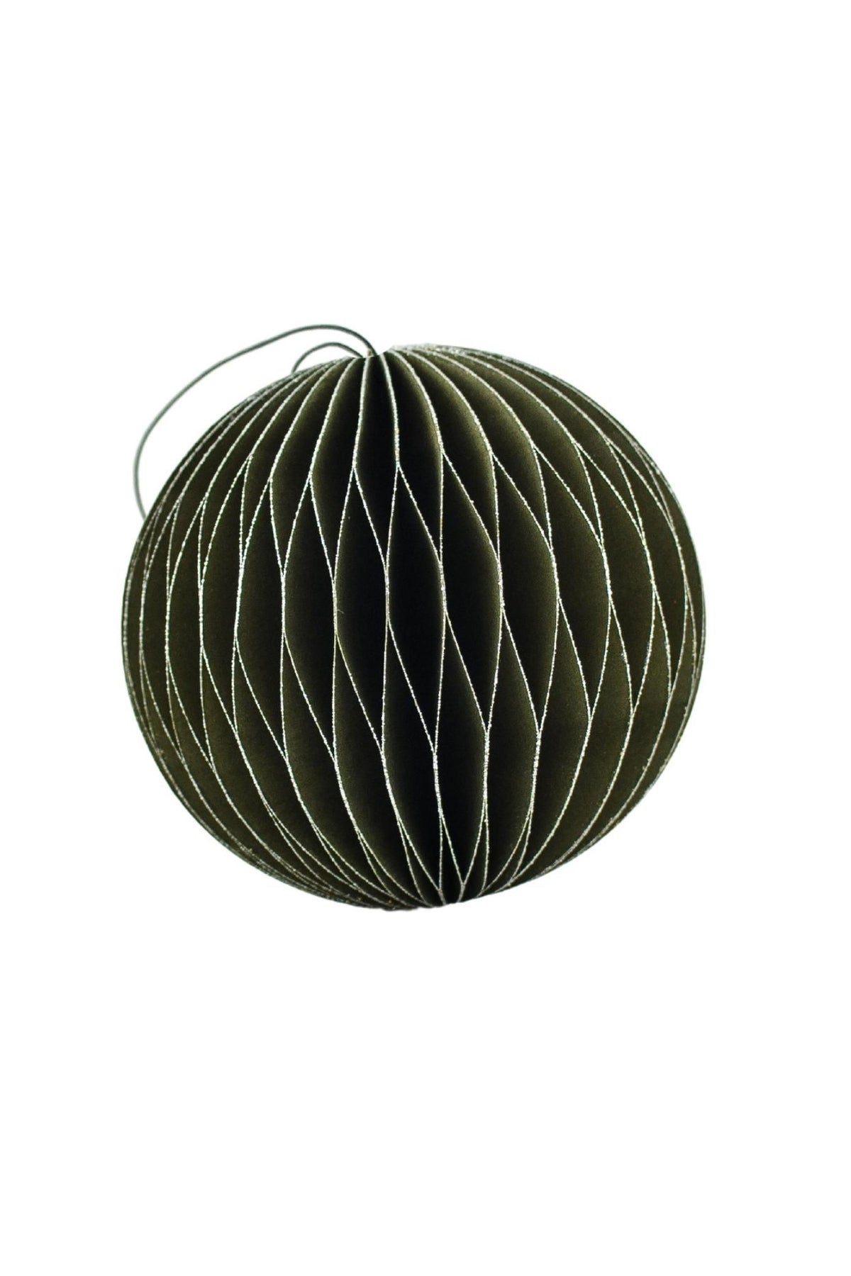 Sphere - Nordic Christmas Paper Tree Ornaments - Olive Clay &amp; Ivory &amp; Golden Sand