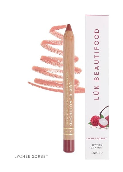 LUK Beautifood lip nourish crayon lip stain colour moisturiser bamboo crayon 100% natural skin care lychee sorbet