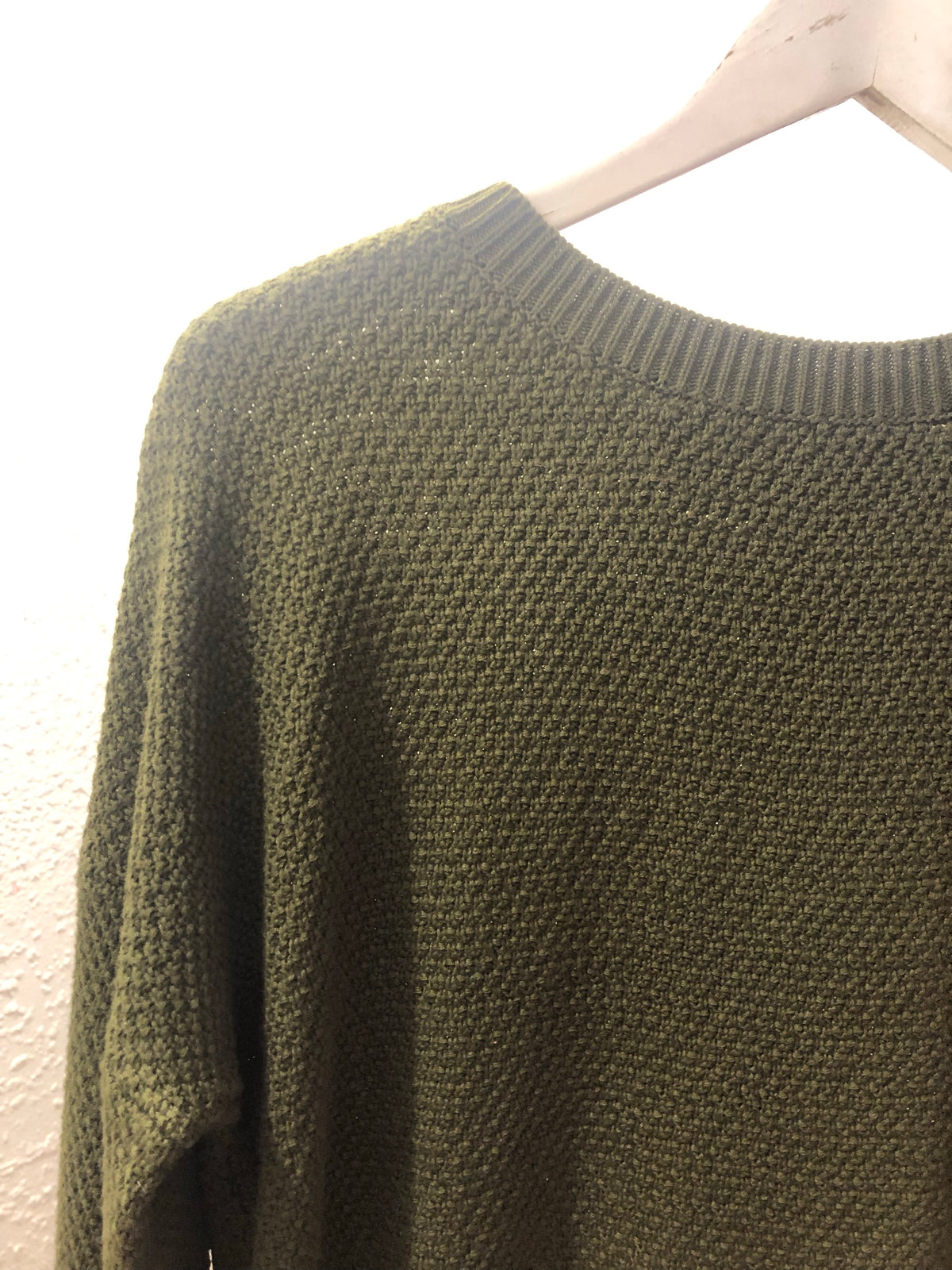 Zip Back Cotton Knit Jumper - Khaki