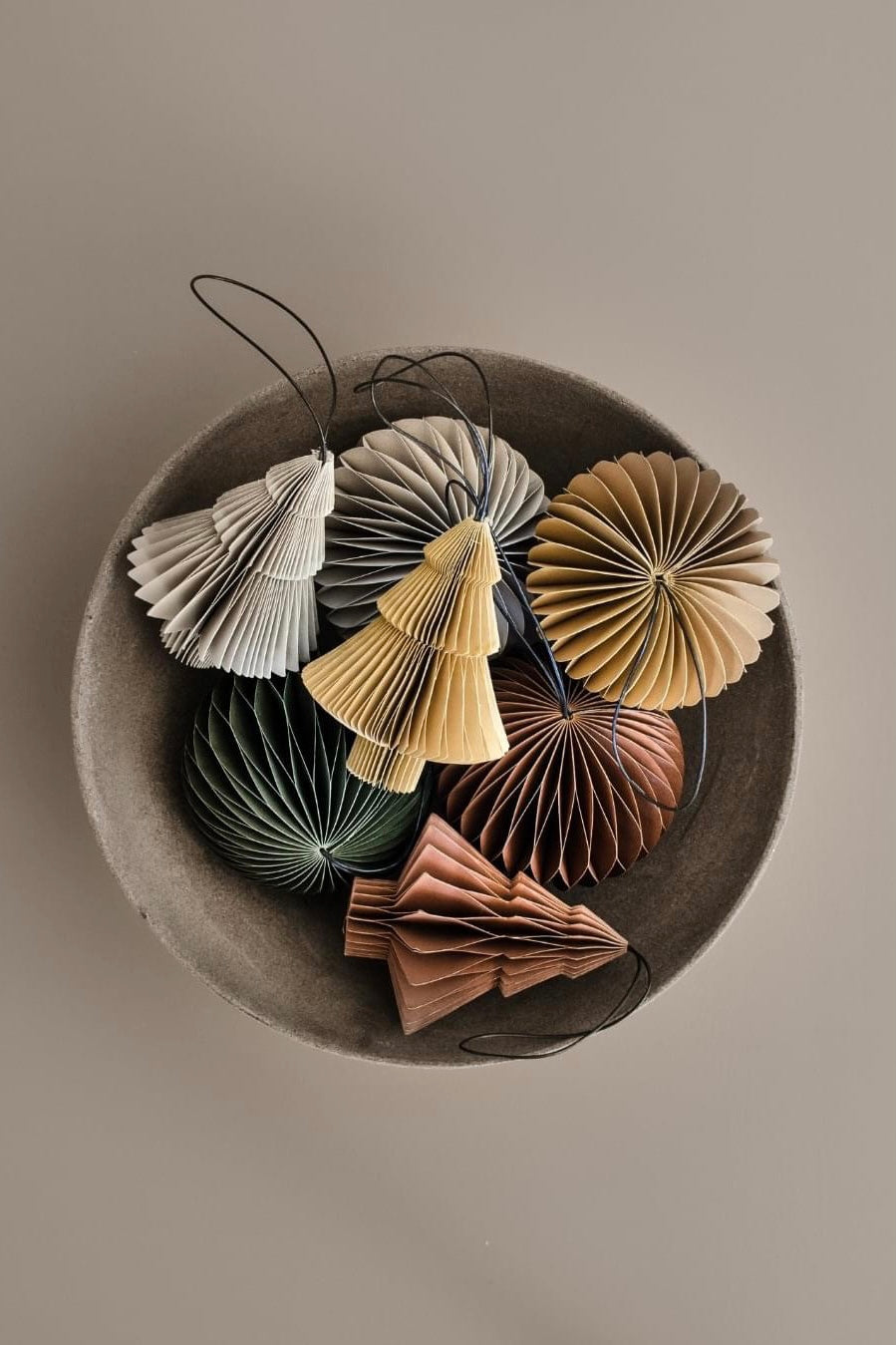 Tree - Nordic Christmas Paper Tree Ornaments - Olive + Golden Sand