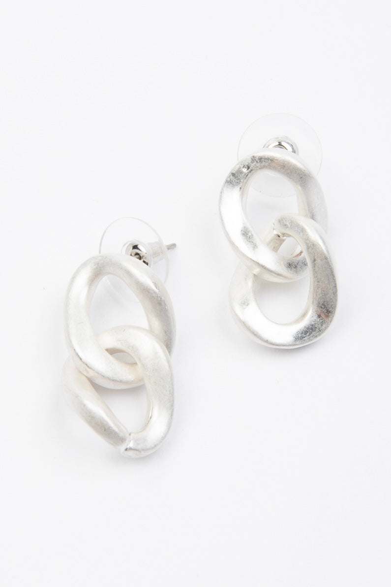 Gail Chain Link Earrings - Silver